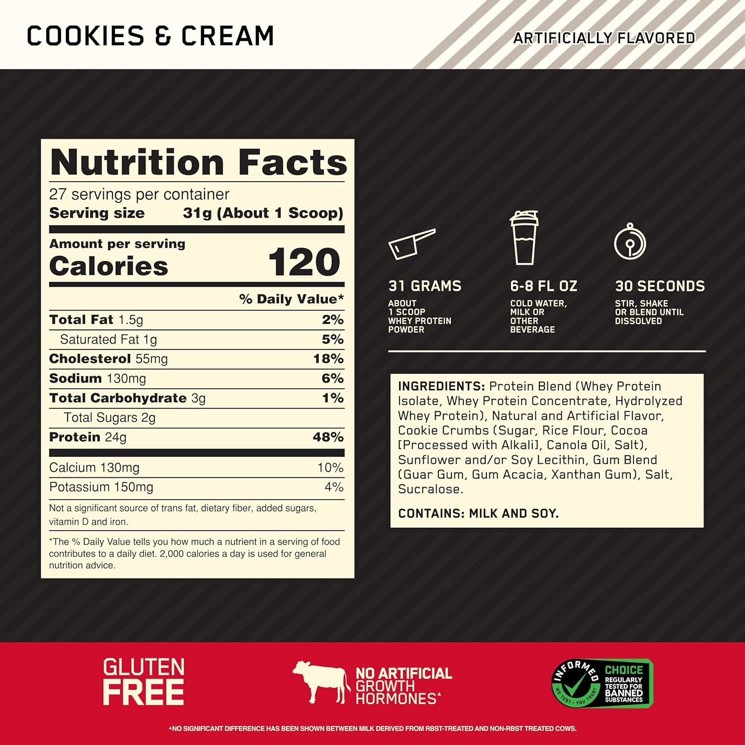 Optimum Nutrition Whey Protein 1.5 lb – Cookies & Cream