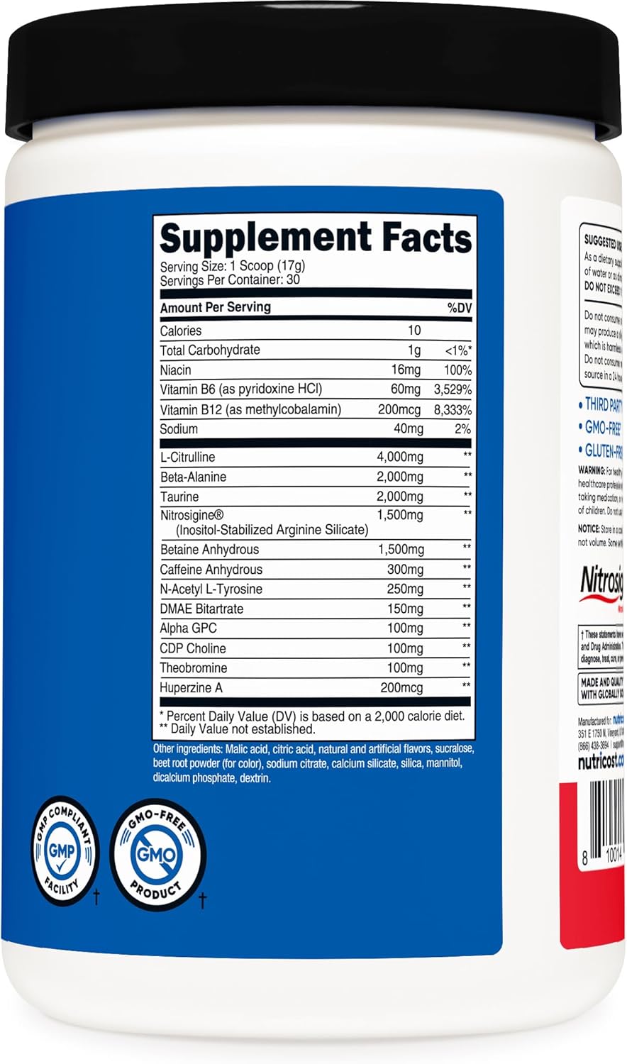 Nutricost Pre-entreno 1.1 lb – Fruit Punch