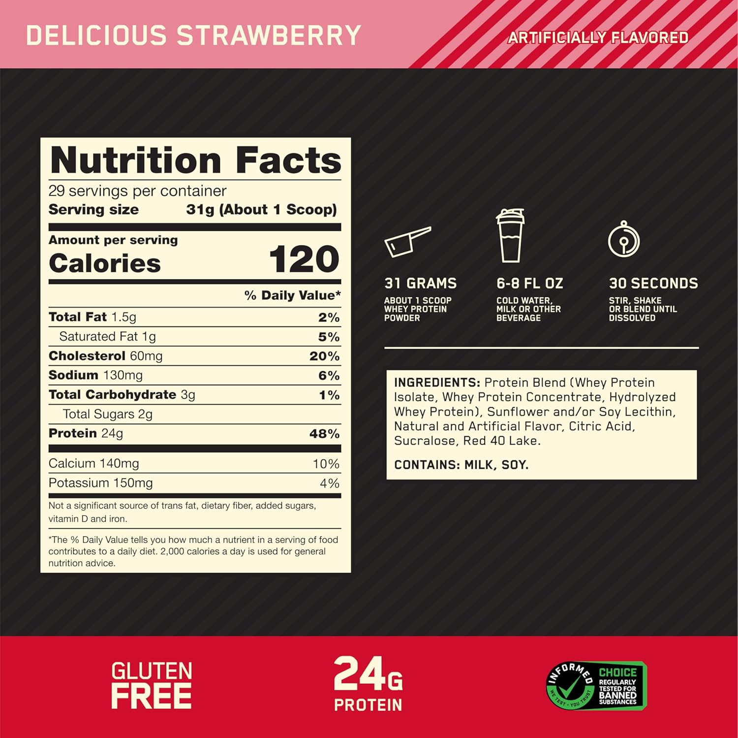 Optimum Nutrition Whey Protein 1.5 lb – Fresa
